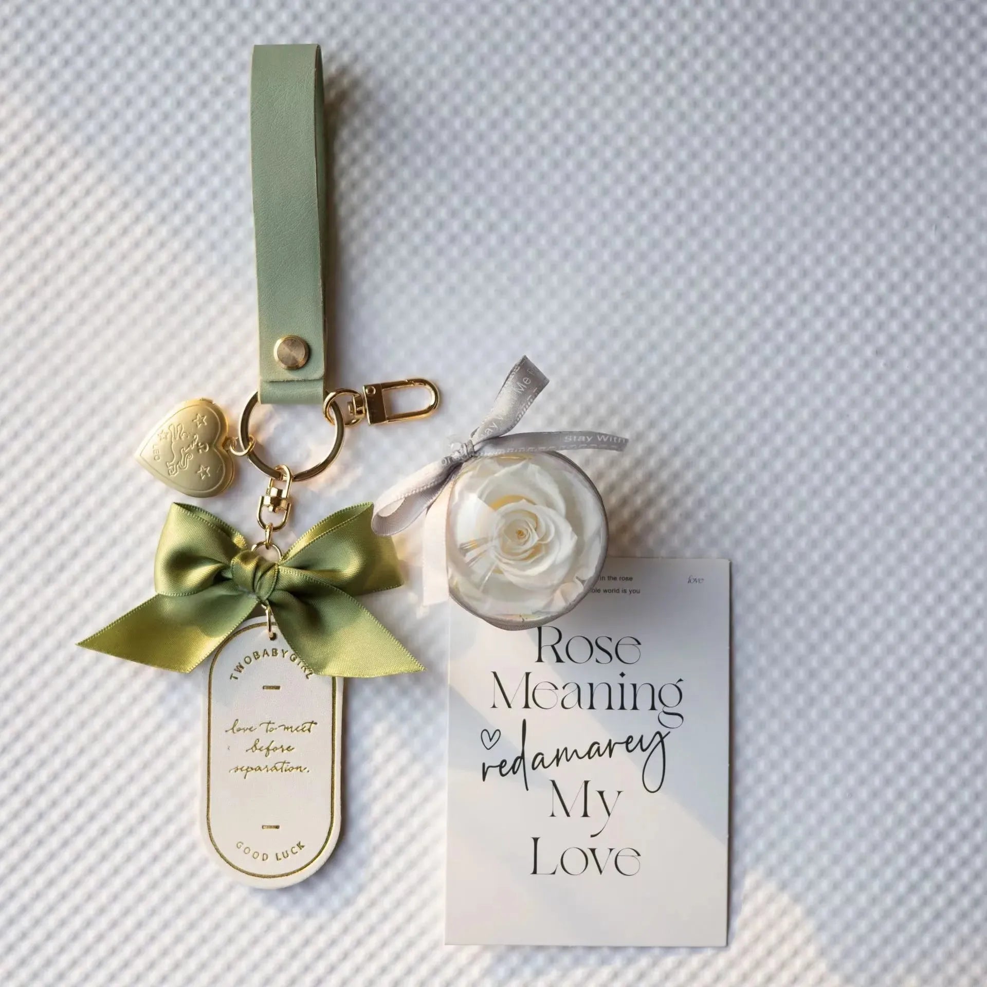 Preserved Rose Love Tag Keychain