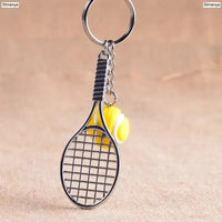 Sporty Style Tennis Racket & Ball Keychain