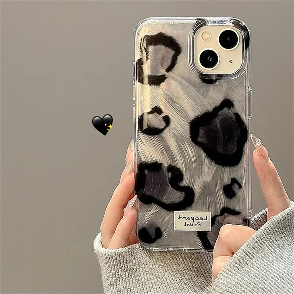 Leopard Print Feather Yarn Phone Case (For iPhones)