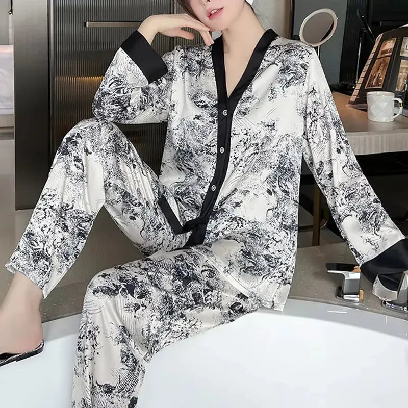 Luxury Designer Ice Silk Night Suit