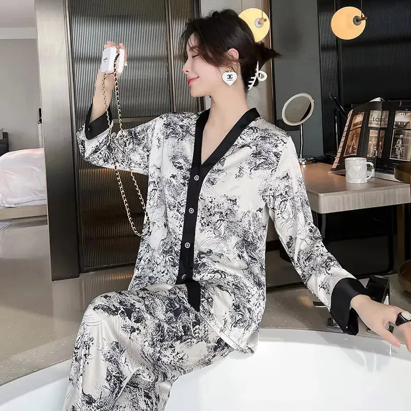 Luxury Designer Ice Silk Night Suit