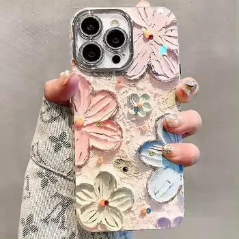 Luxury Flowers Glitter Case (For iPhones)