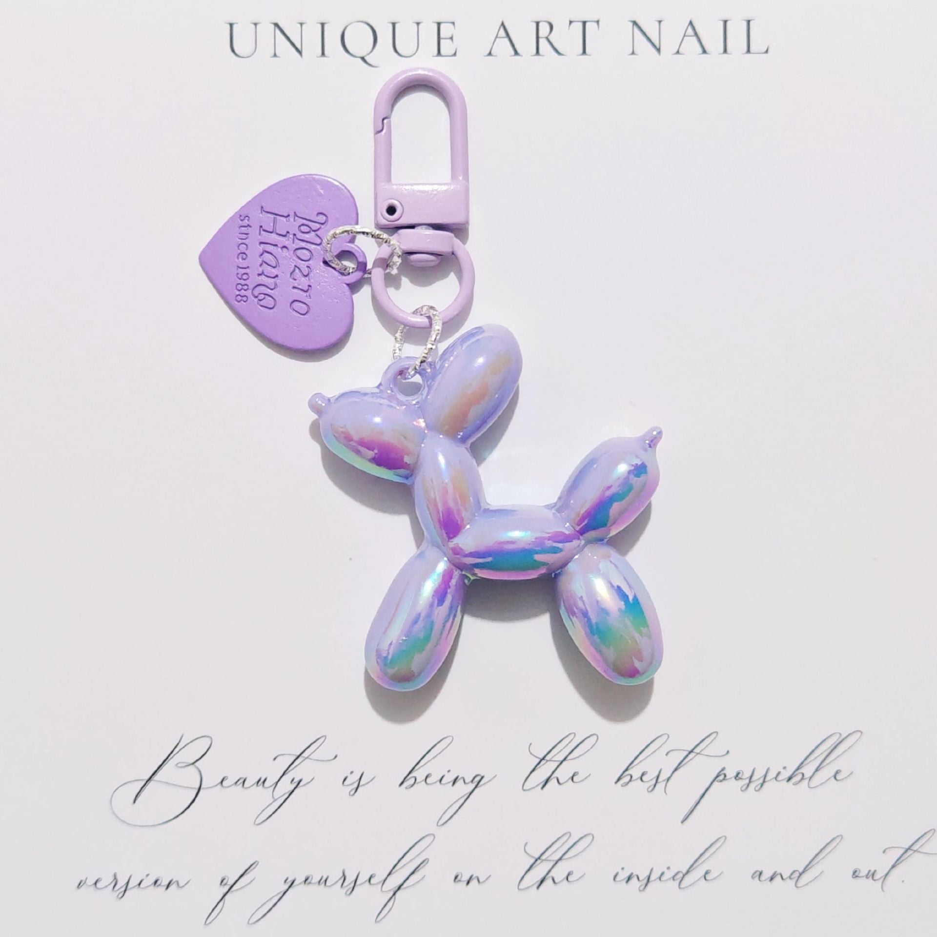 Balloon Heart Punk Dog Keychain