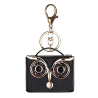 Owl Eye Leather Coin Purse Keychain