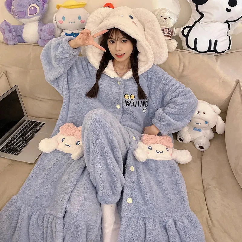 Thick Fleeced Cartoon Sanrio and Disney Pajama Set