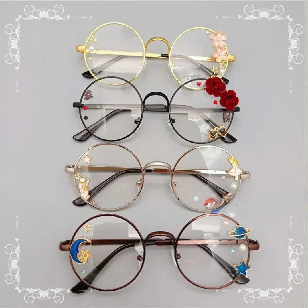 Charming Sweet Girl Round Glasses