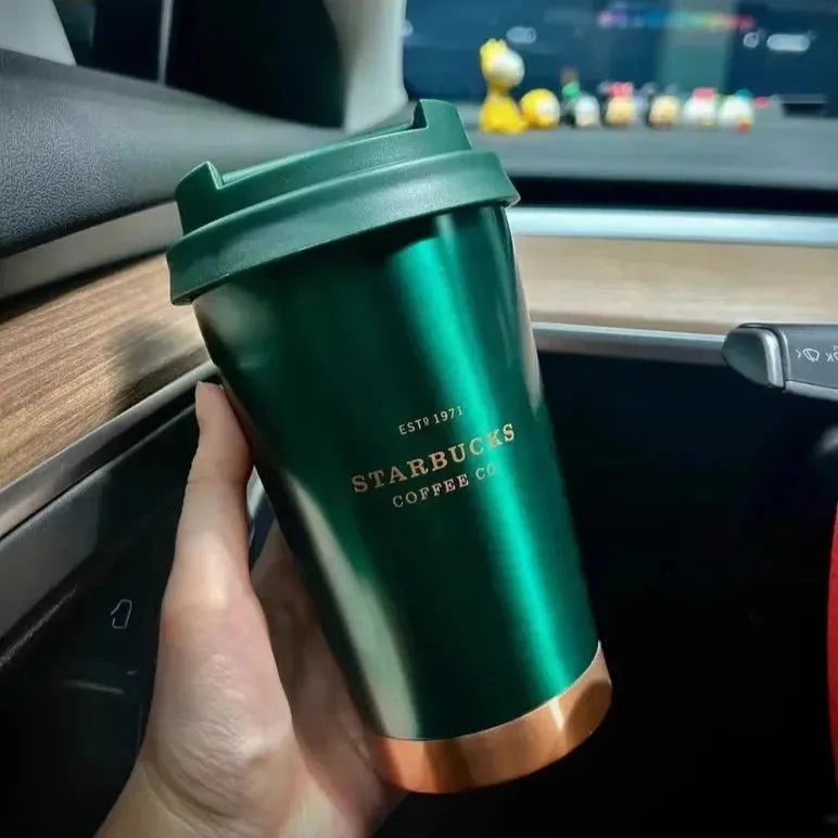 Starbucks Dark Green & Gold Thermos Mug (380 ml)