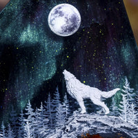 Northern Lights Howling Wolf Resin Night Light