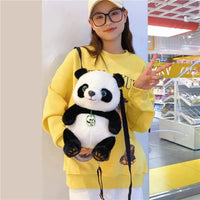 Cute Bell Panda Plush Backpack