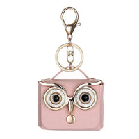 Owl Eye Leather Coin Purse Keychain