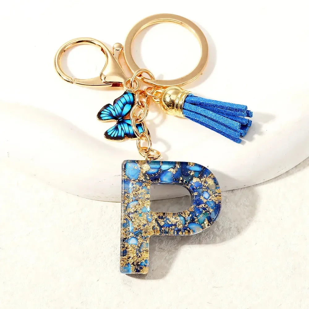 Sparkle & Shine Letter Charm Keychain