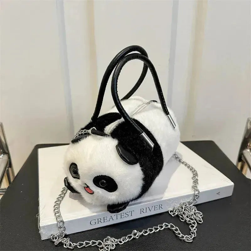 Panda Shaped Plush Shoulder Bag