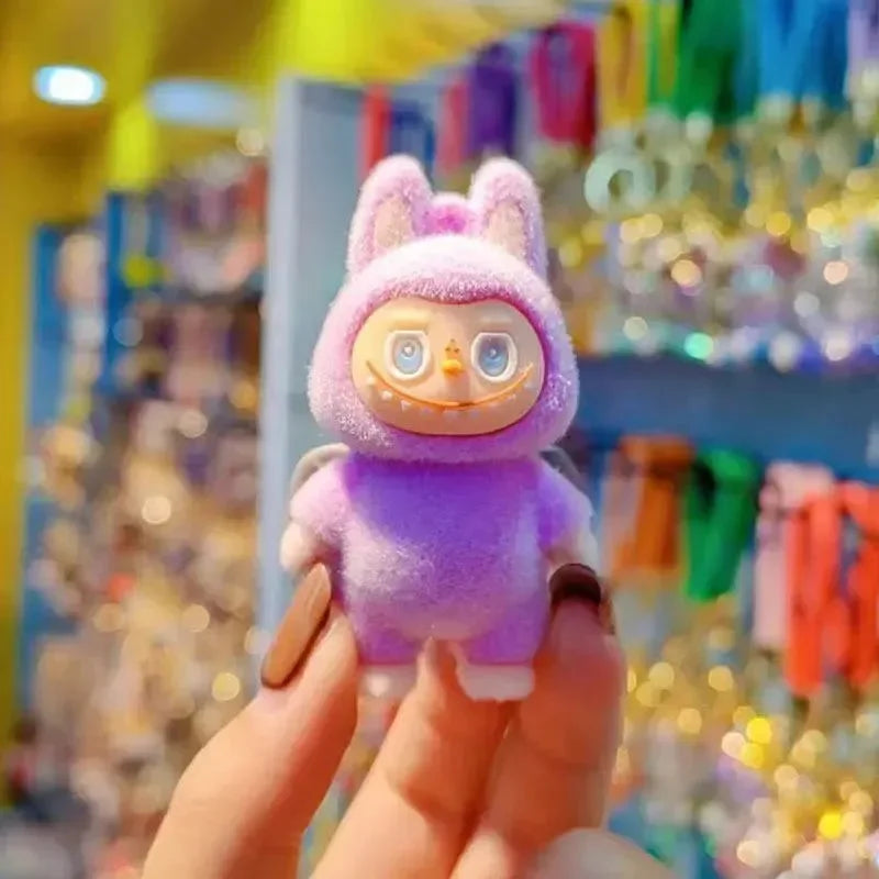 Standing Labubu Flocking Keychain