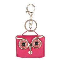 Owl Eye Leather Coin Purse Keychain