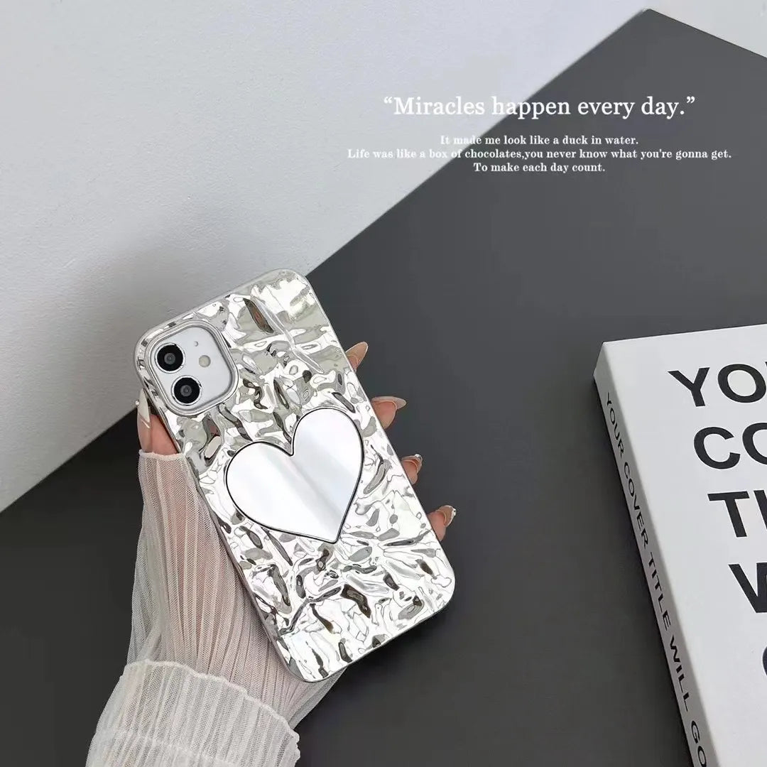 Glossy Heart Mirror Phone Case (For iPhones)