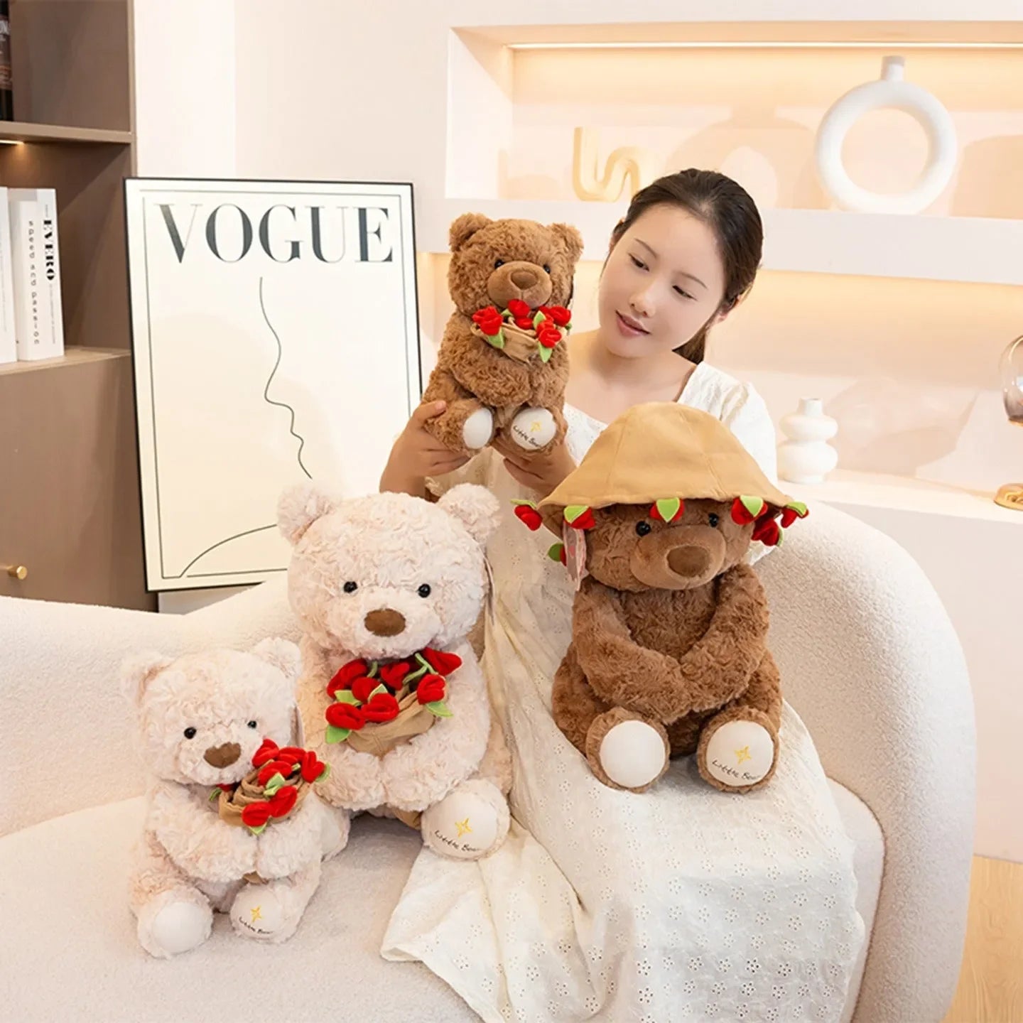 Peluche ours rose Love in Bloom 