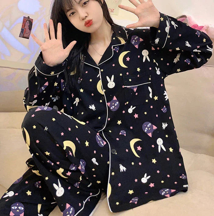 Kawaii Luna Cat Pajamas Suits PN5678 - Bear Hugs