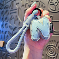 Signature Style Leather Letter Keychain