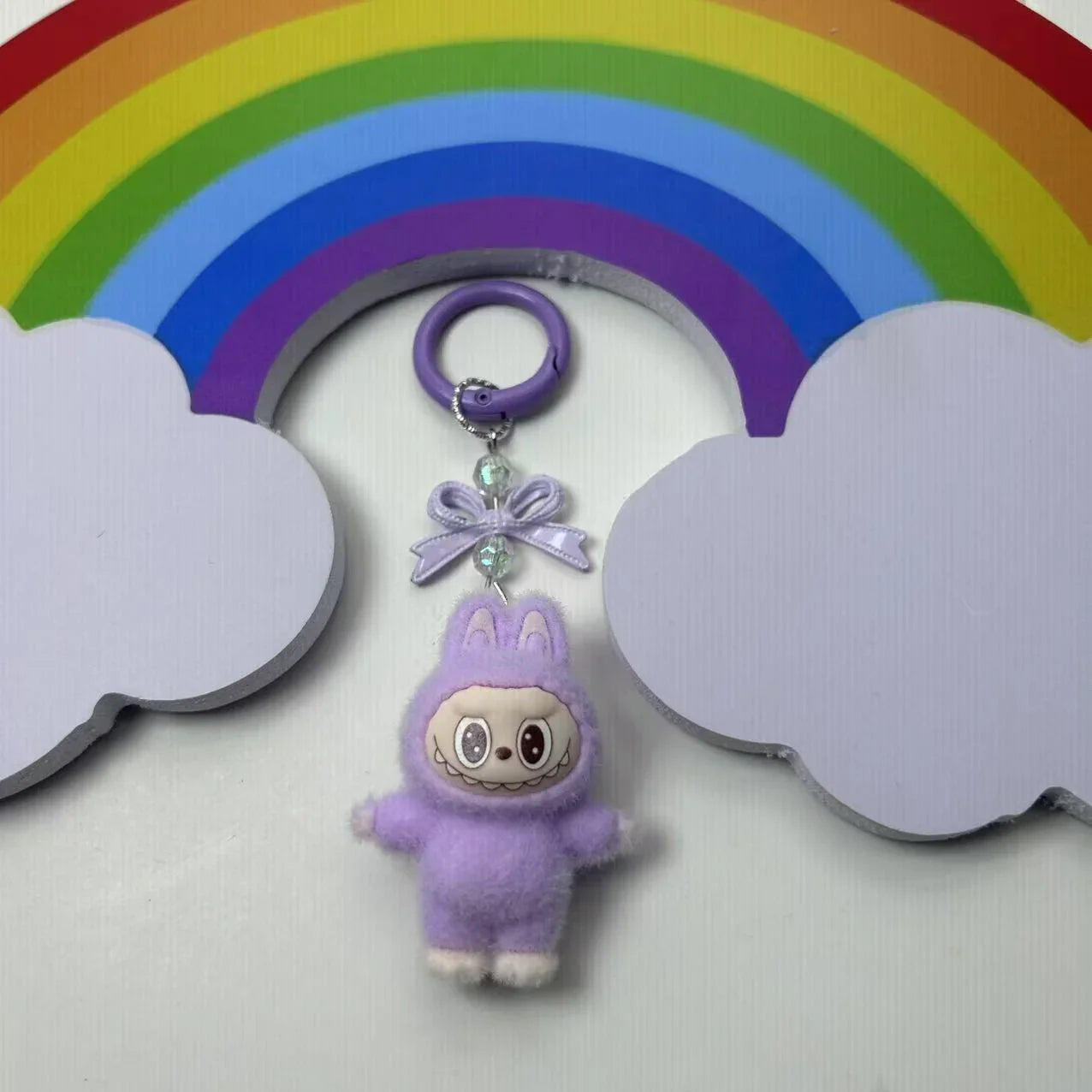 Labubu Crystal Bow Charm Keychain