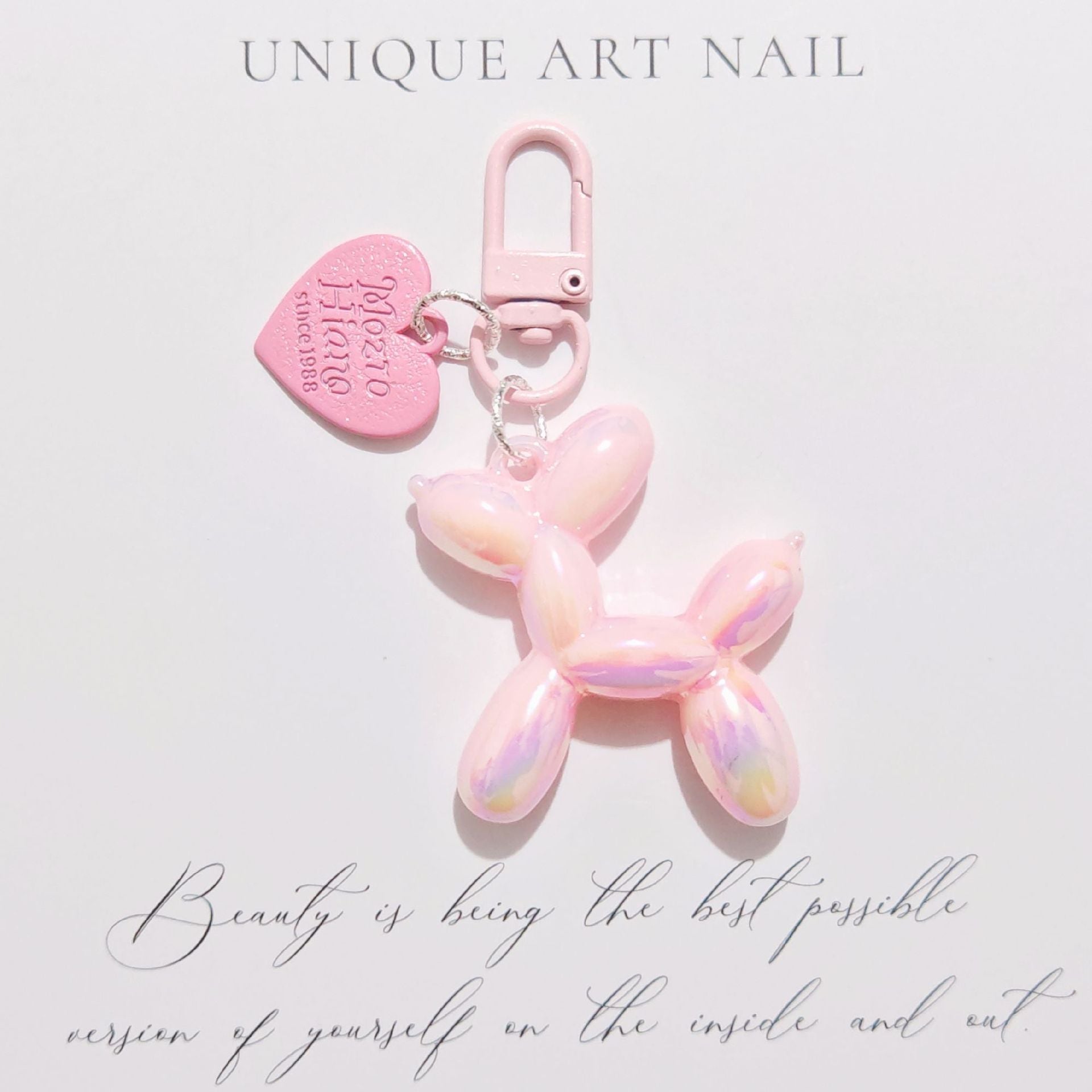 Balloon Heart Punk Dog Keychain
