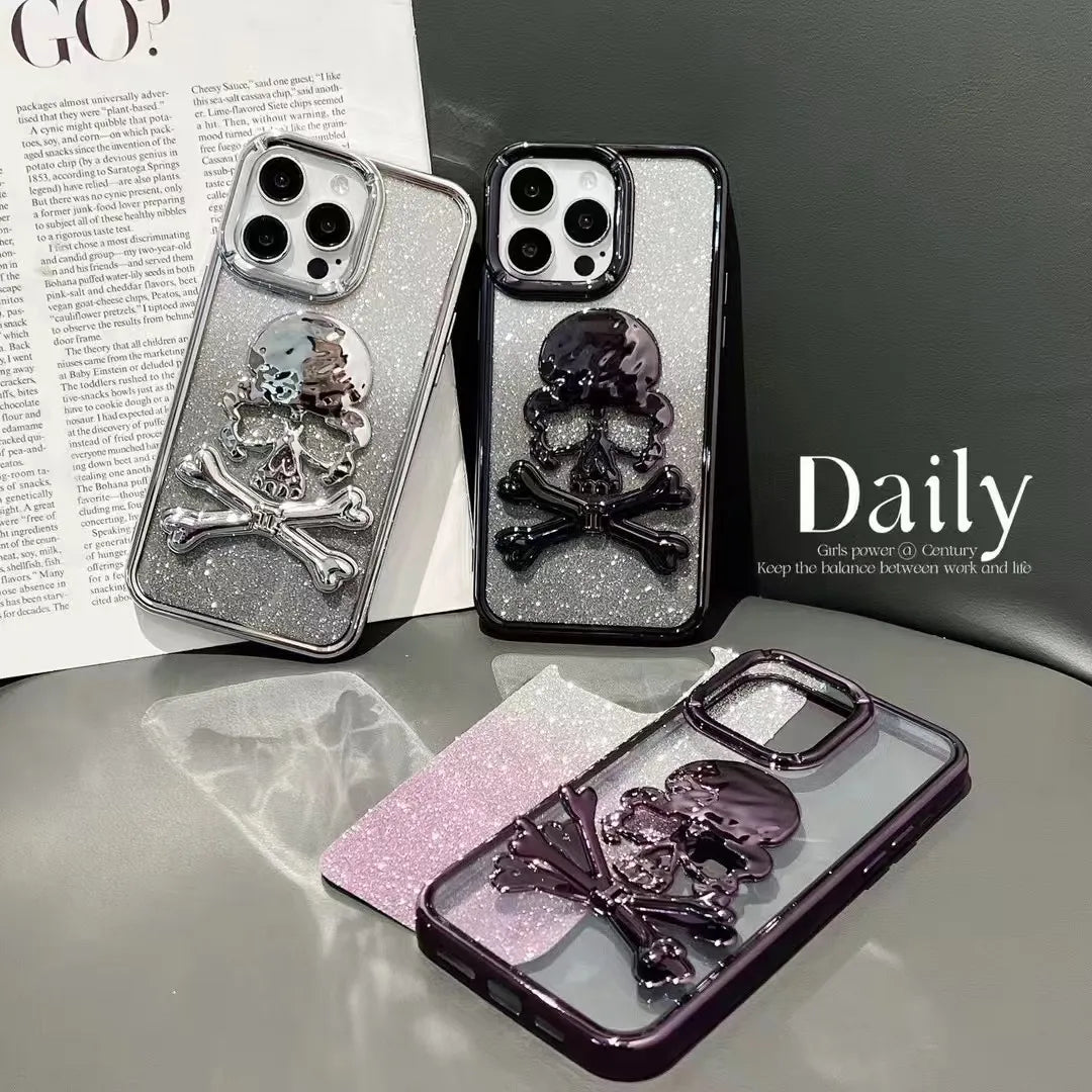 Glittery Skull Phone Case (For iPhones)