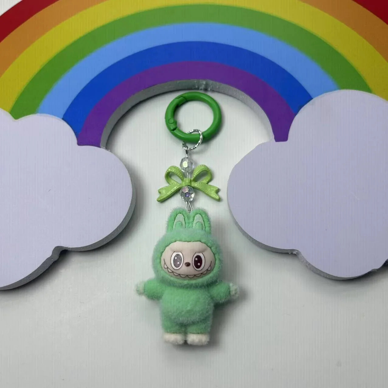Labubu Crystal Bow Charm Keychain