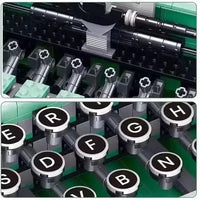 مجموعة مكعبات بناء الآلة الكاتبة الرجعية 