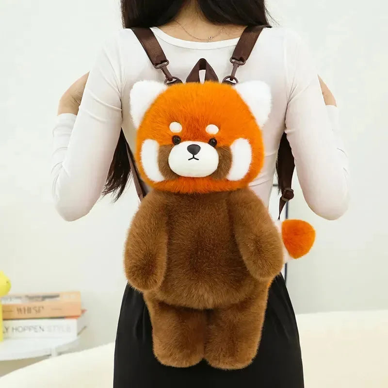 Realistic Red Panda Plush Backpack