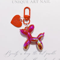 Balloon Heart Punk Dog Keychain