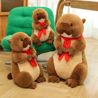 Peluche Castor à écharpe rouge 
