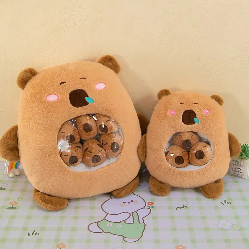 Capybara Babies Transparent Plush Pillow