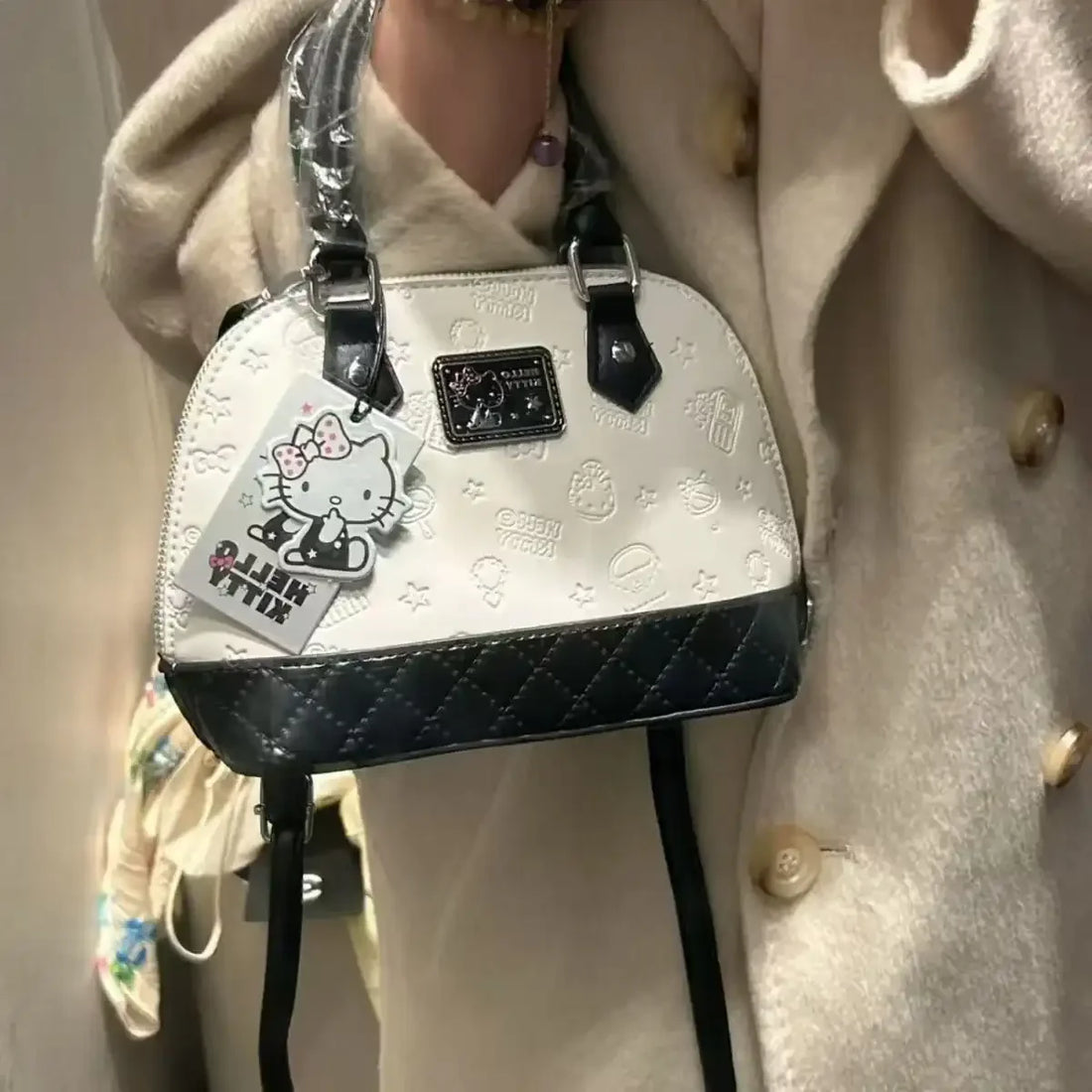 Sac à main classique tendance Hello KT B&amp;W 