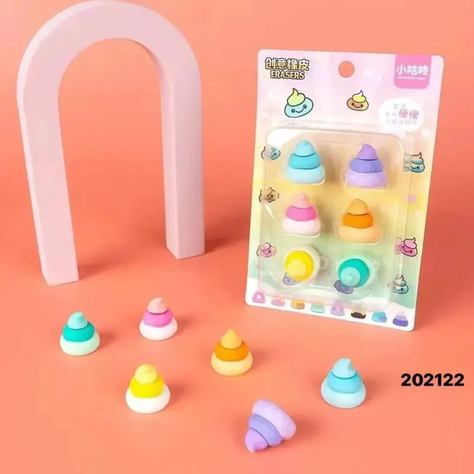 Unicorn Rainbow Poop Eraser (Set of 6)