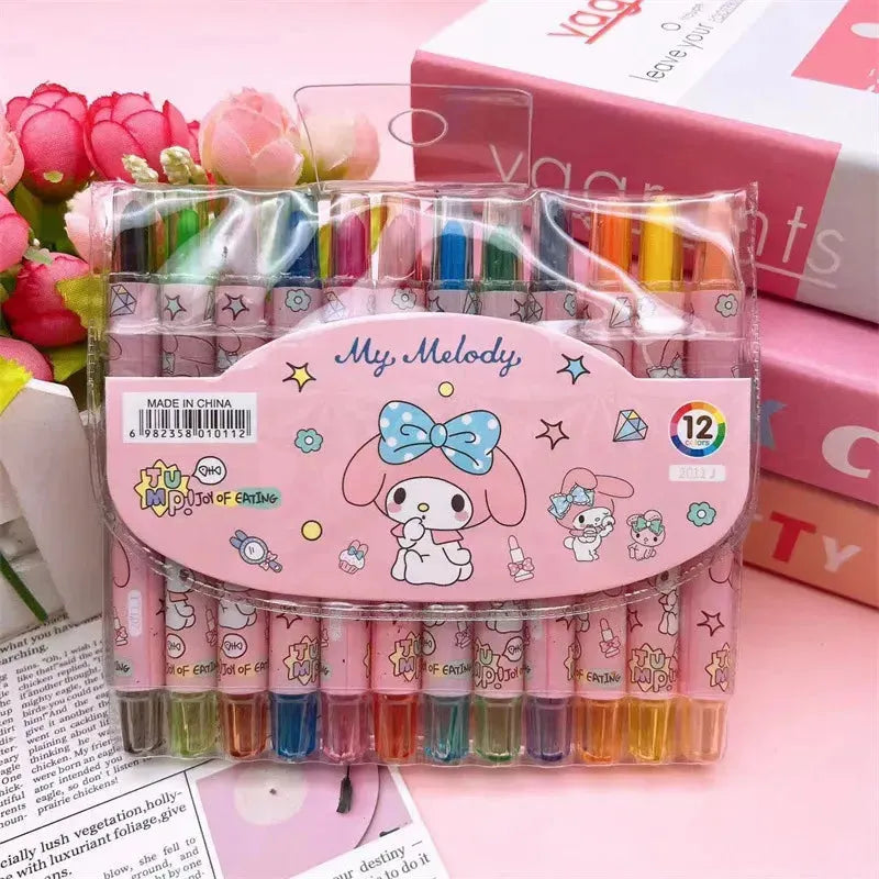 Sanrio Rainbow Crayon Set (12 Pcs)