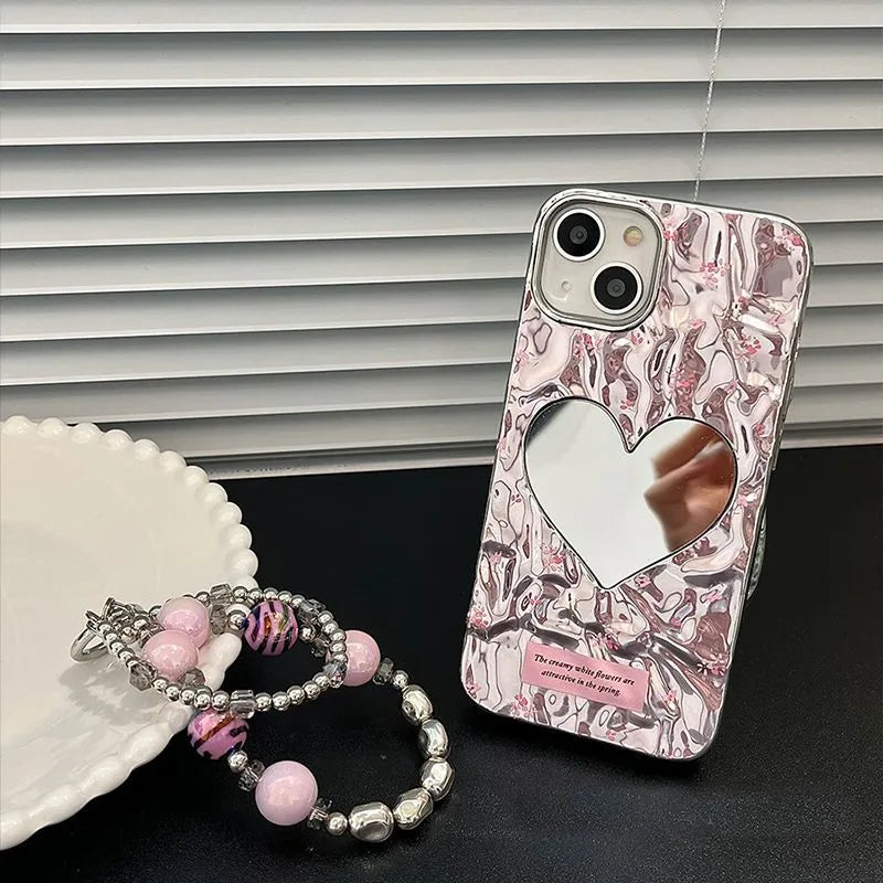 Glossy Heart Mirror Phone Case (For iPhones)