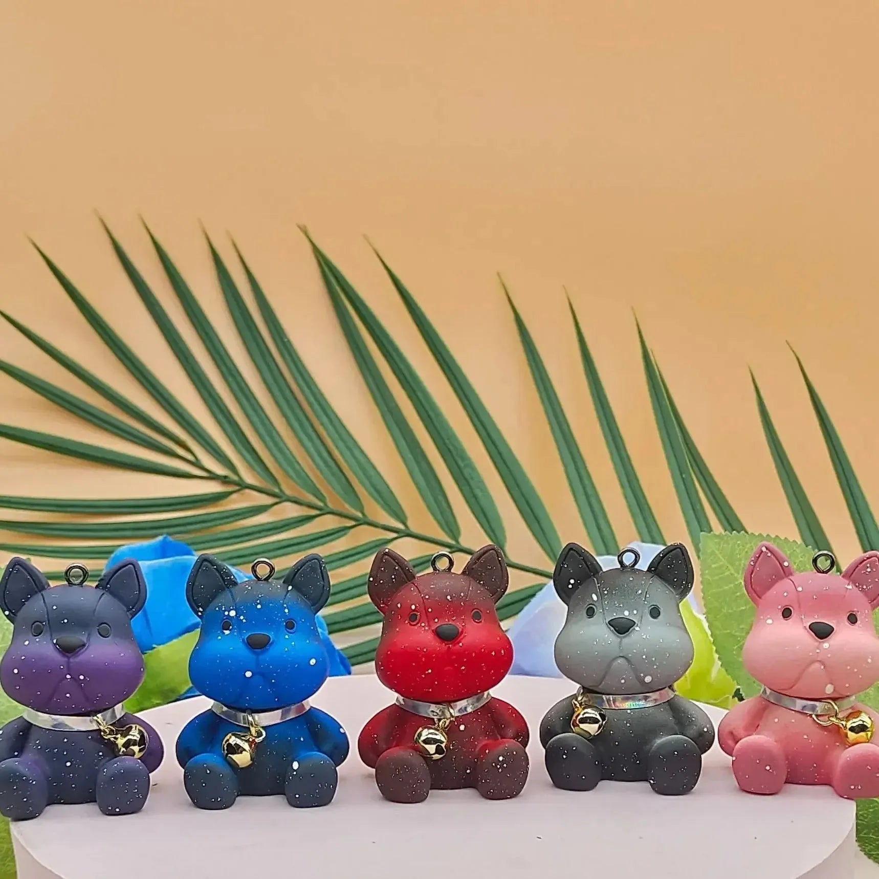 Porte-clés en acrylique dégradé de chiot étoilé 