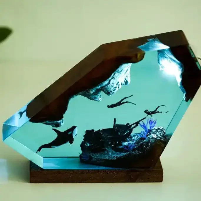 Sea Dreams Whale & Diver Resin Light