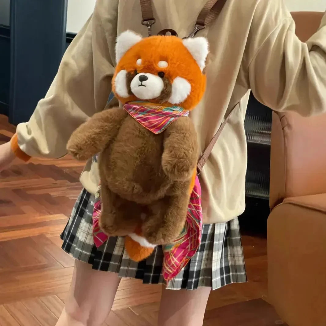Realistic Red Panda Plush Backpack
