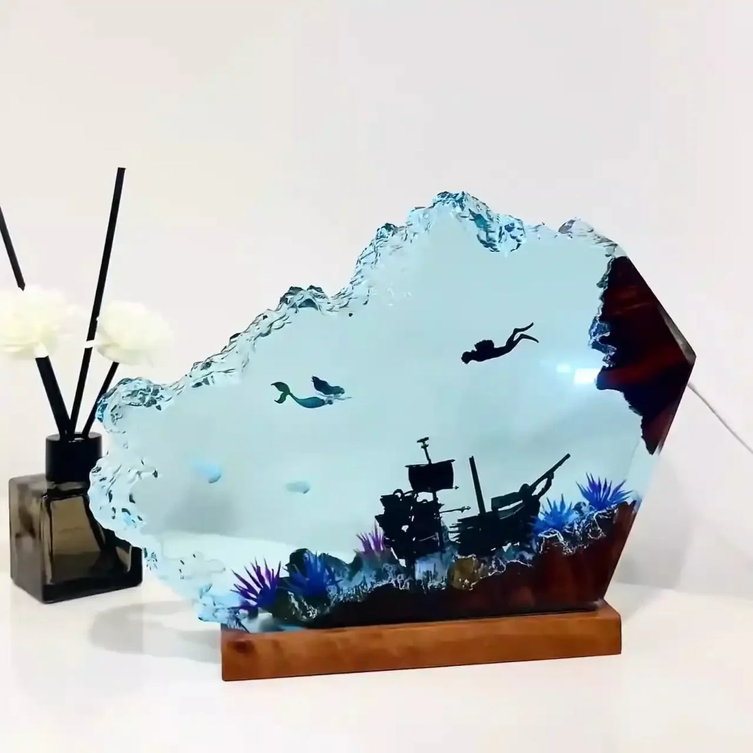Mermaid & Diver Resin Night Light