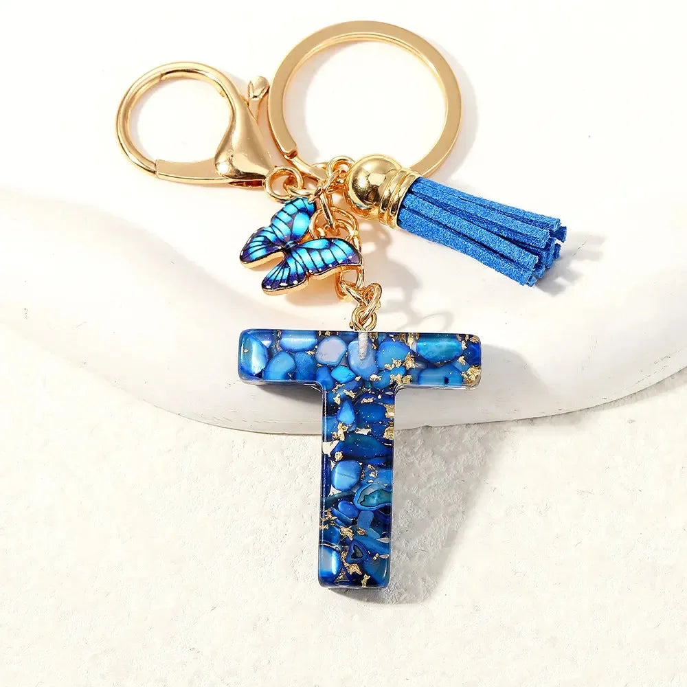 Sparkle & Shine Letter Charm Keychain