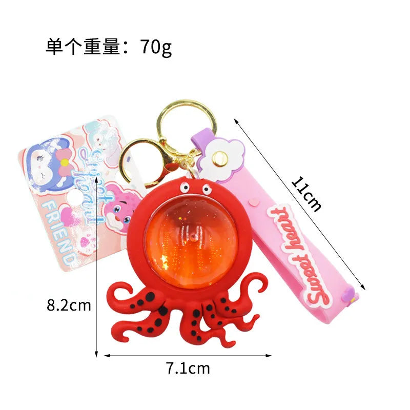 Ocean Sparkle Octopus Liquid Keychain