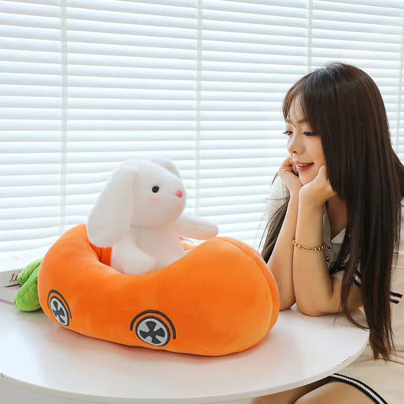 Racing Carrot Car Bunny Plush Toy