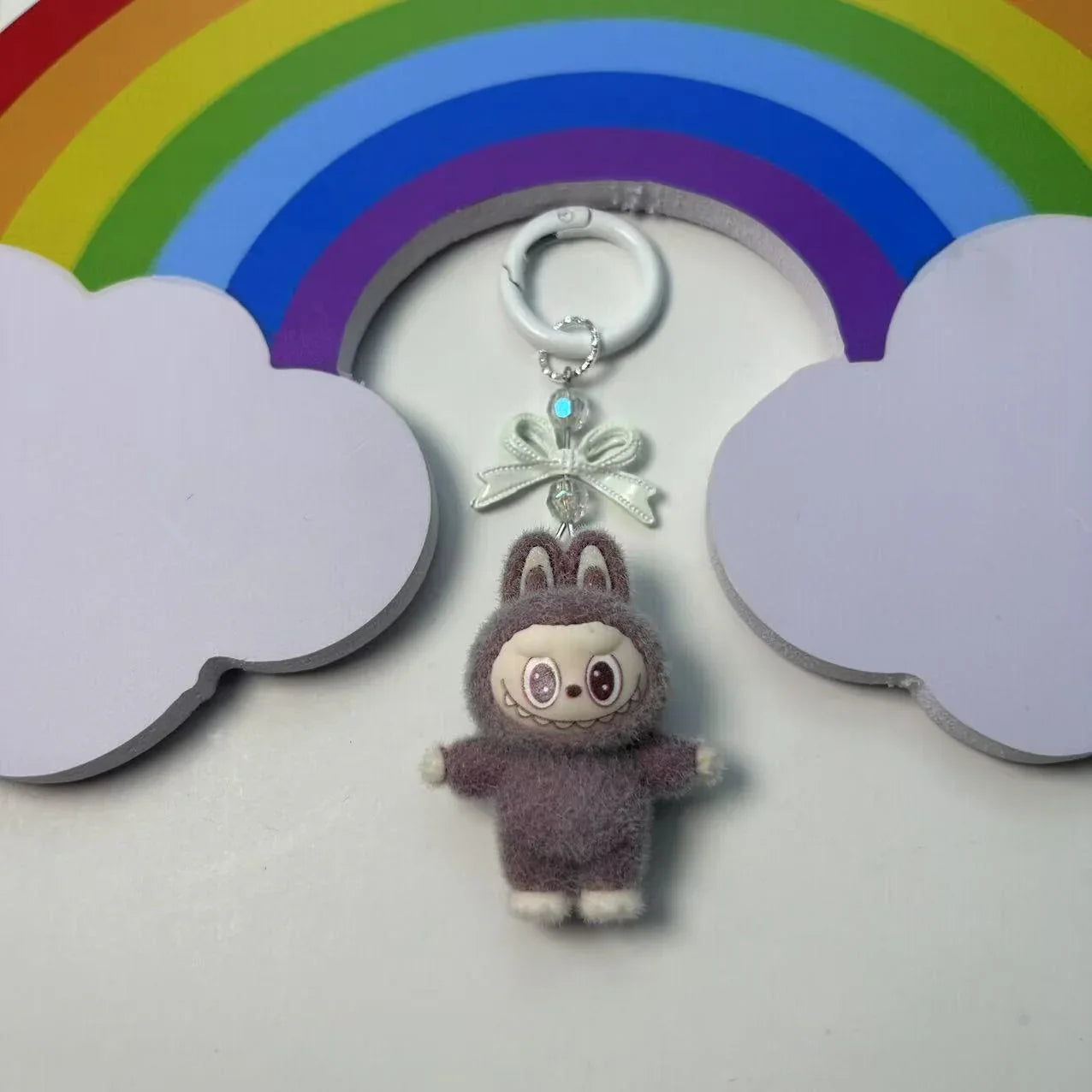 Labubu Crystal Bow Charm Keychain