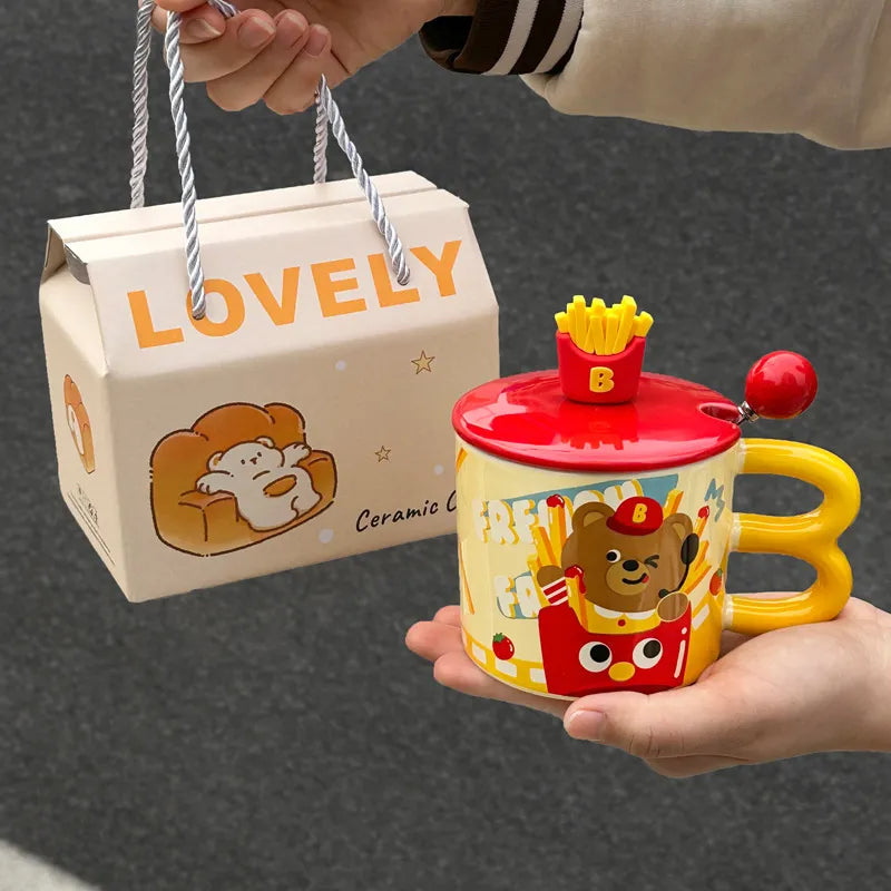 French Fries Bear Ceramic Mug (400 ml)