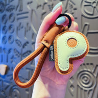 Signature Style Leather Letter Keychain