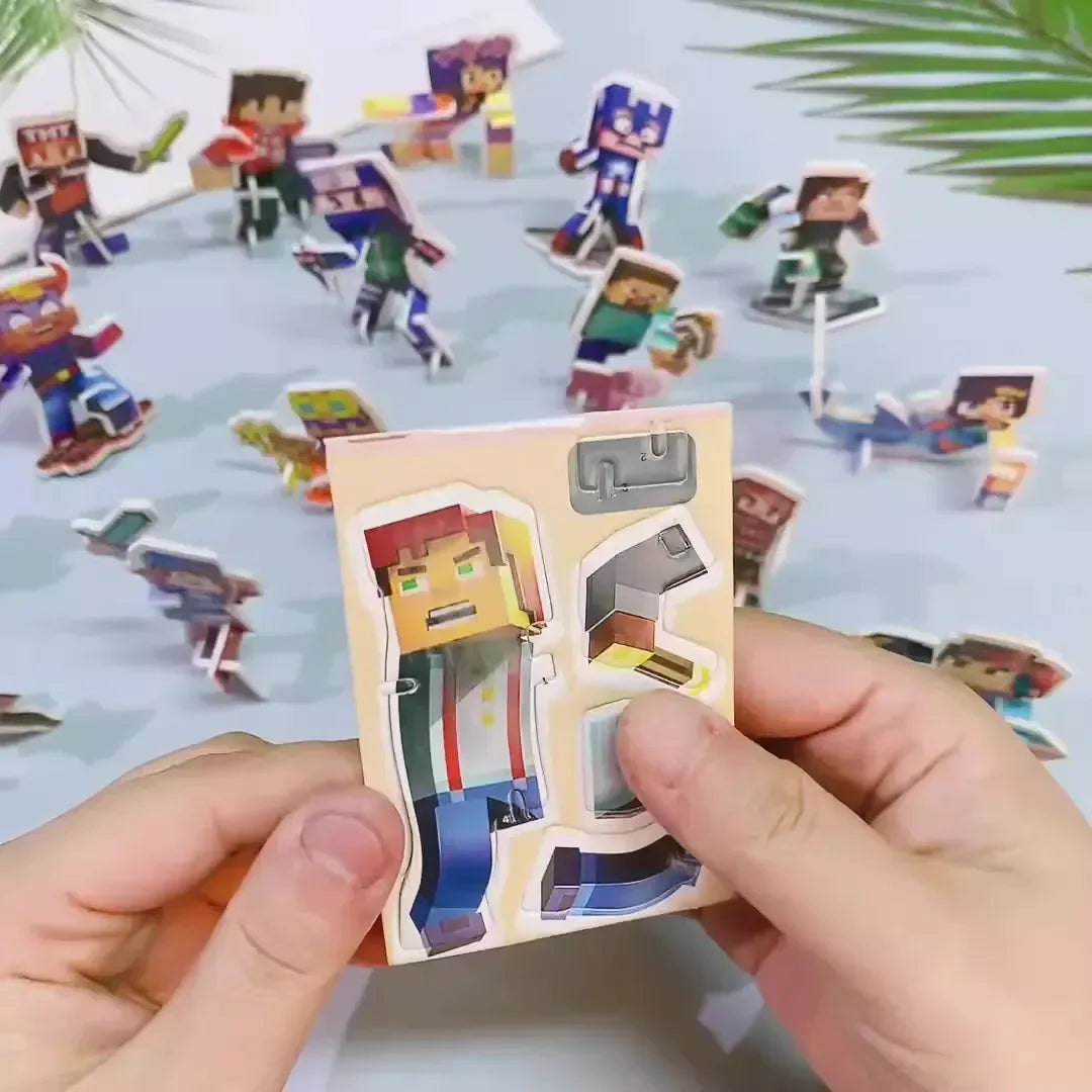 Minecraft Pixelated Cardboard Block Figurines (24 pcs/set)