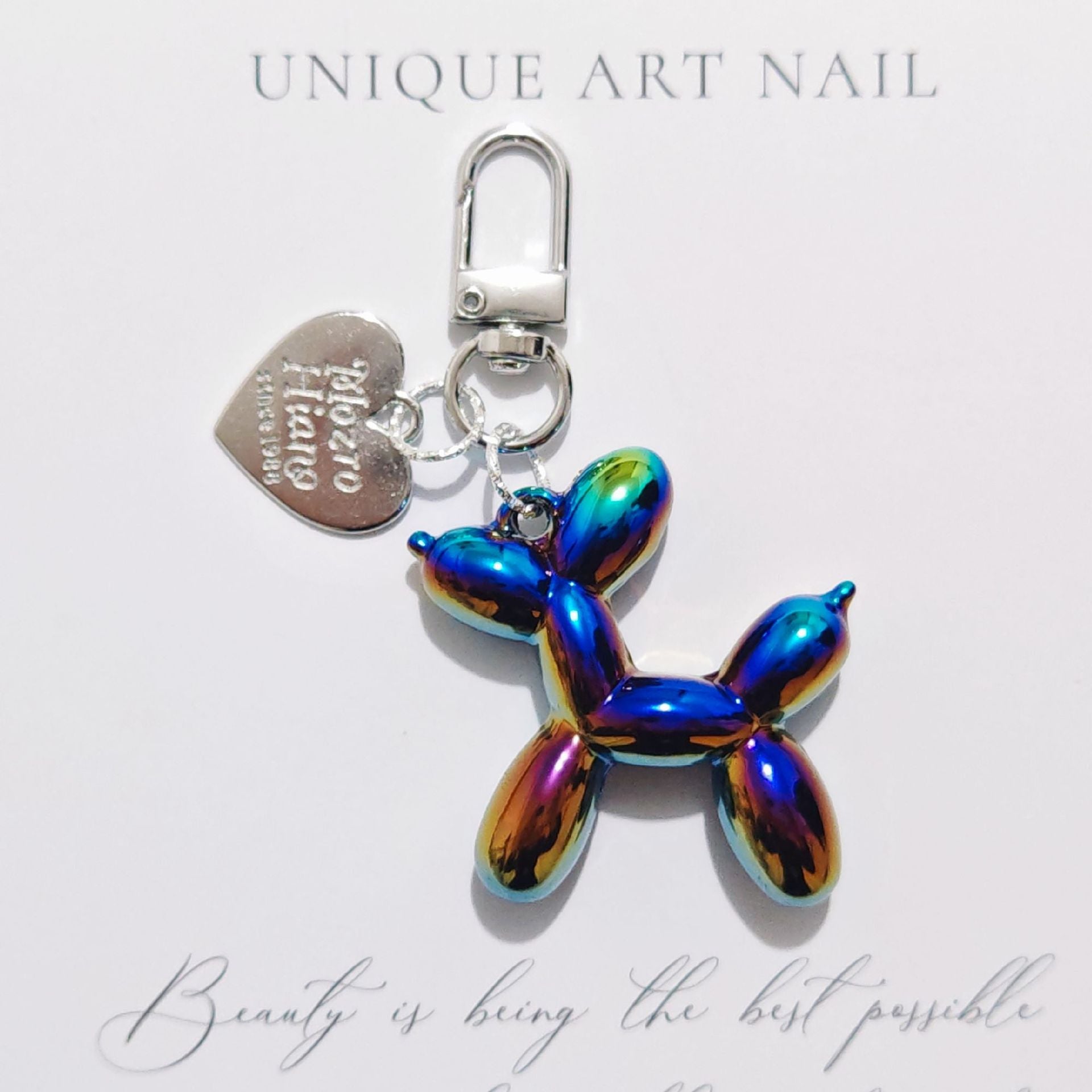 Balloon Heart Punk Dog Keychain