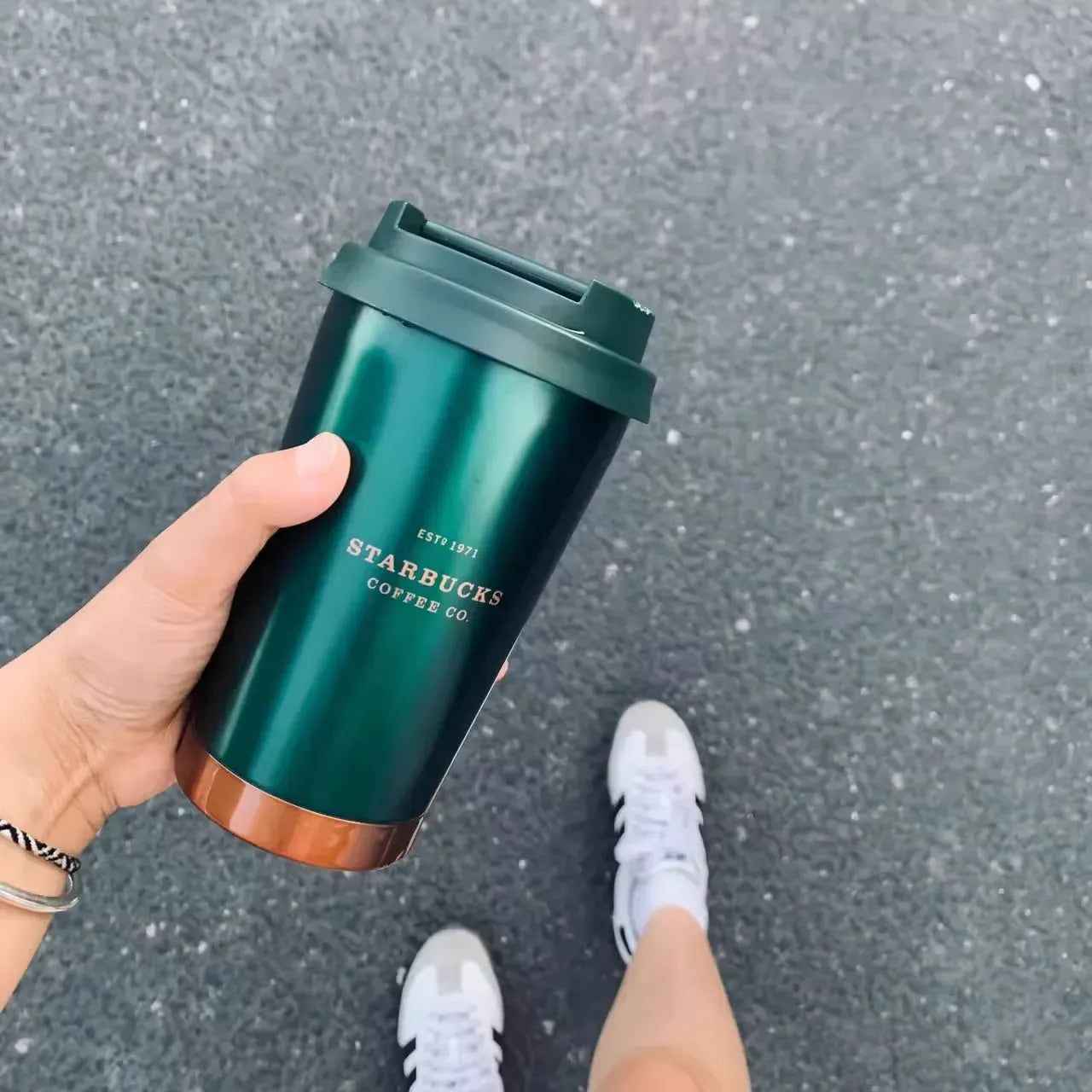 Starbucks Dark Green & Gold Thermos Mug (380 ml)