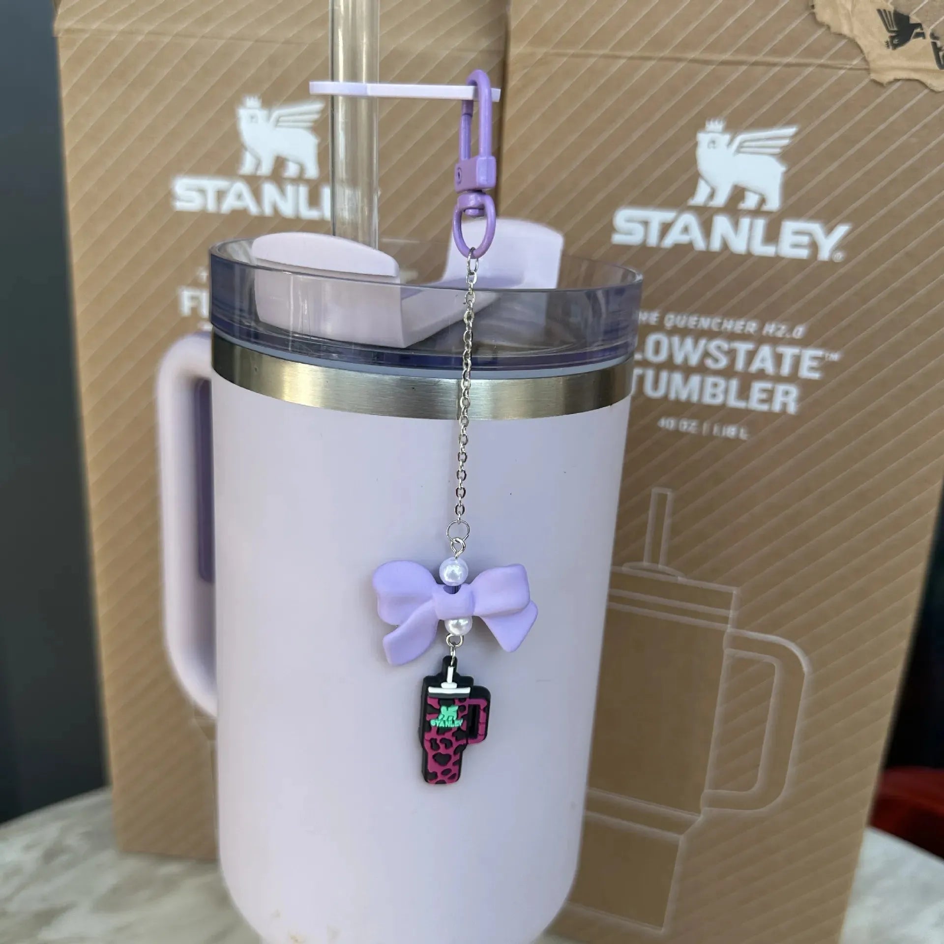 Bow-Shaped Stanley Straw Pendant for Stanley Cup