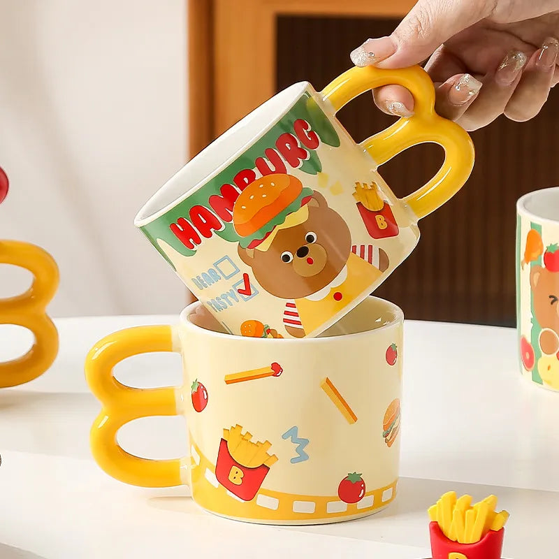 French Fries Bear Ceramic Mug (400 ml)